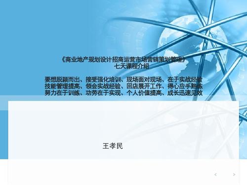 王孝民:商业地产规划设计招商运营市场营销策划管理 - 副本